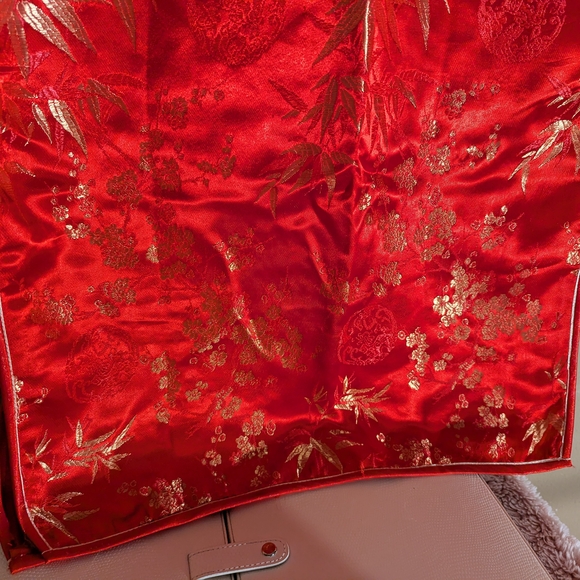 Red Embellished Maxi Dress with Mock Neck - Picture 4 of 16